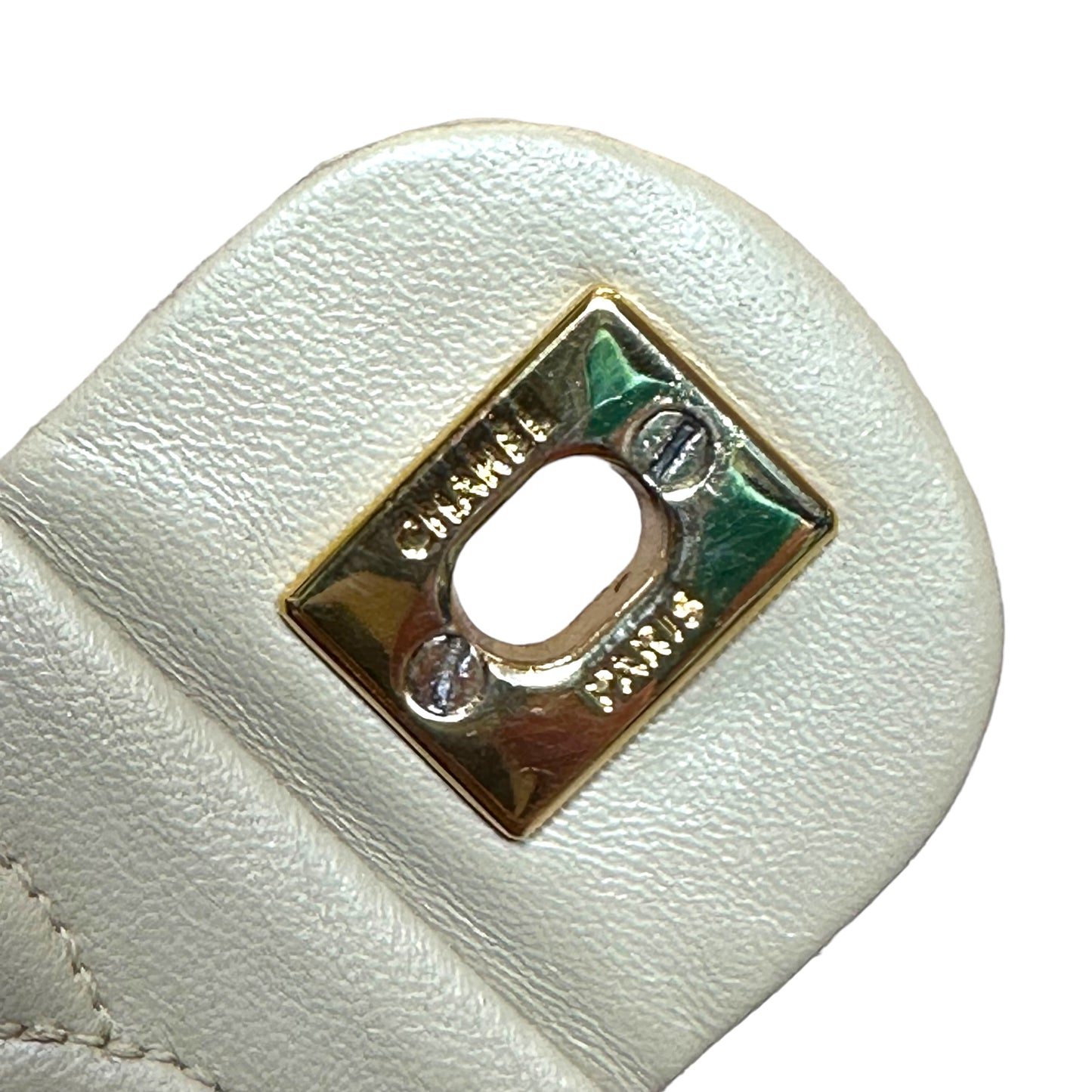 Chanel CC 24K Mini Square Flip Beige Lambskin Gold Plated Hardware