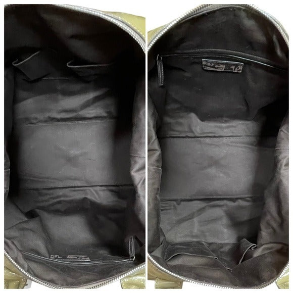 Yves Saint Laurent YSL Muse Patent Leather Avocado Hombre Boston Travel Tote