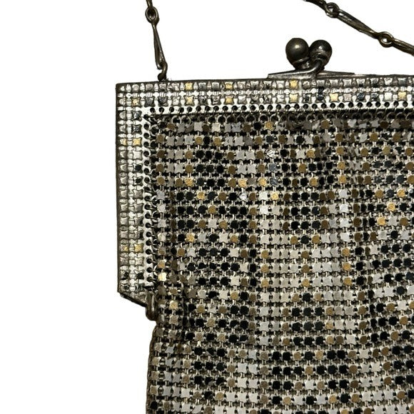 Whiting & Davis Mini Metal Mesh Silver Plated Kiss-Lock