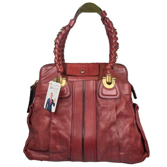 Chloe XL Blush Goldtone Leather Zippy Pretzel Handle Tote