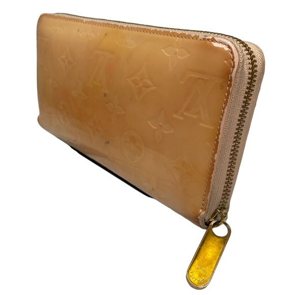 Louis Vuitton Monogram Vernis Harvest Wheat Gold Zip Around Long Wallet