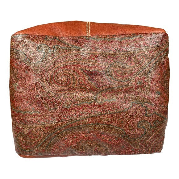 Etro Multi Textile Paisley Boston Dual Handle Canvas Leather Suede Purse Bag