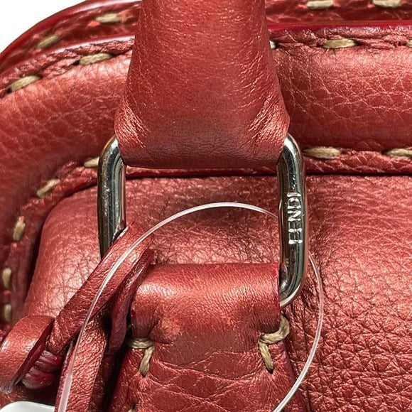 Fendi Metallic Blush Leather Mini Selleria Sterling Silver Hardware Zippy Purse