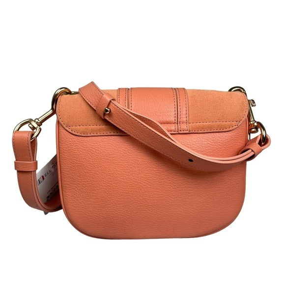 See By Chloe Peachy Pink Gold Satchel Flap Crossbody Convertible Strap Clutch