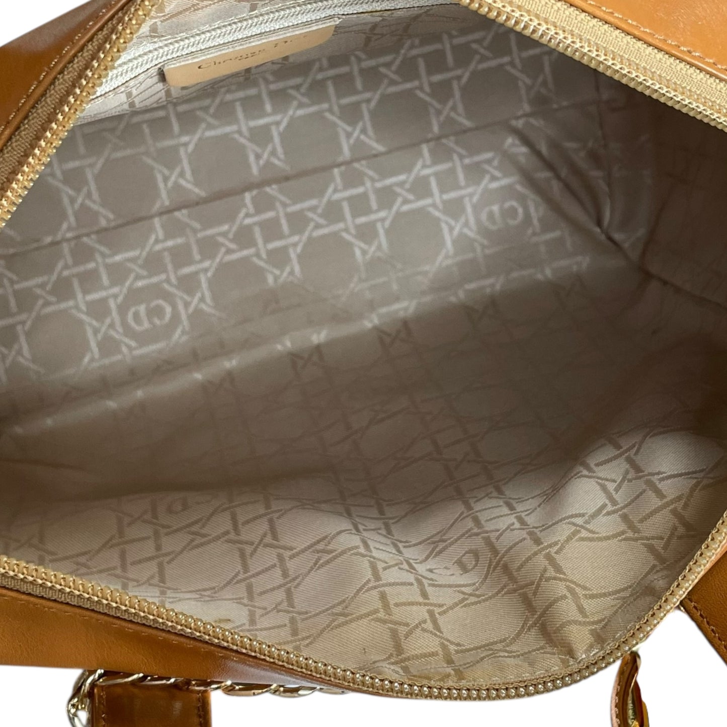 Christian Dior Lady Small Boston Buttercream Gold Leather GHW Crossbody