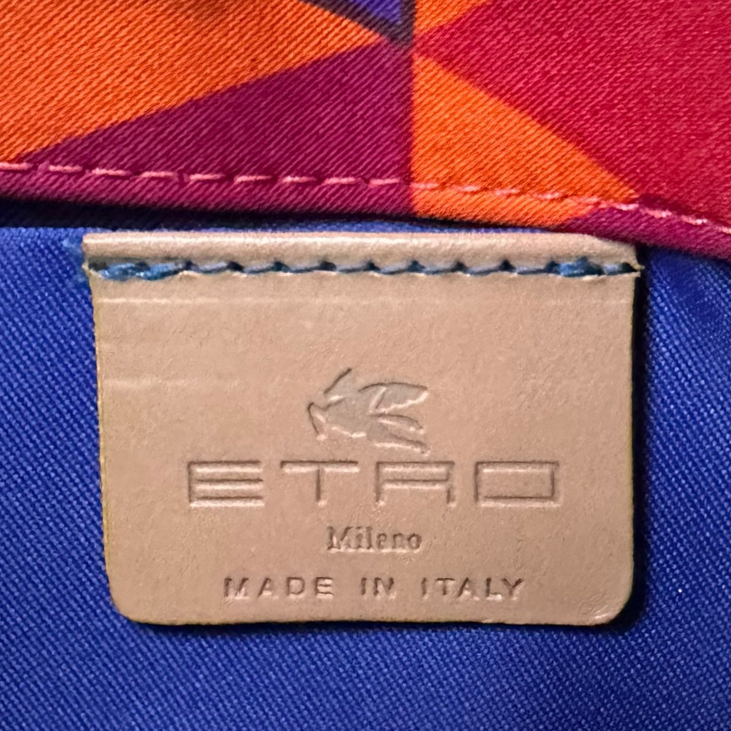 Etro Floral Canvas Fabric Multi Color Leather East West Shoulder Purse