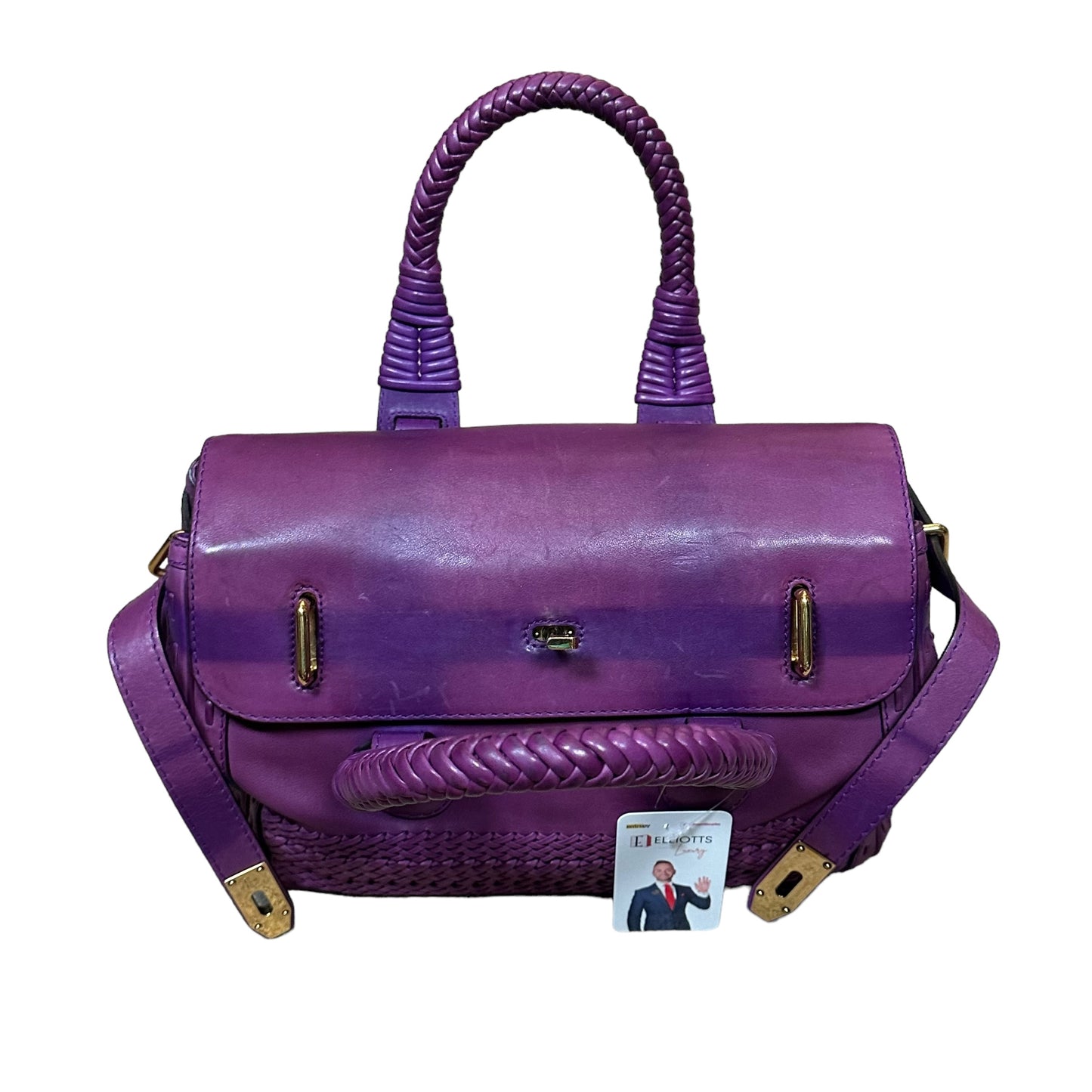 Gucci Leather Handwoven Satchel Bucket Braided Top Handle Doctor Bag