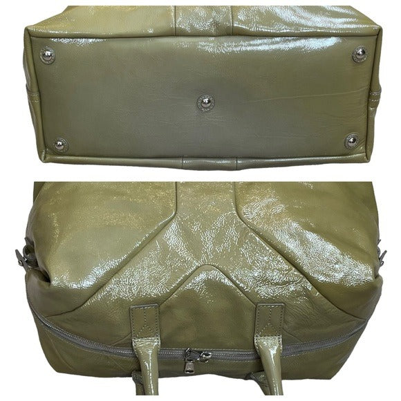 Yves Saint Laurent YSL Muse Patent Leather Avocado Hombre Boston Travel Tote
