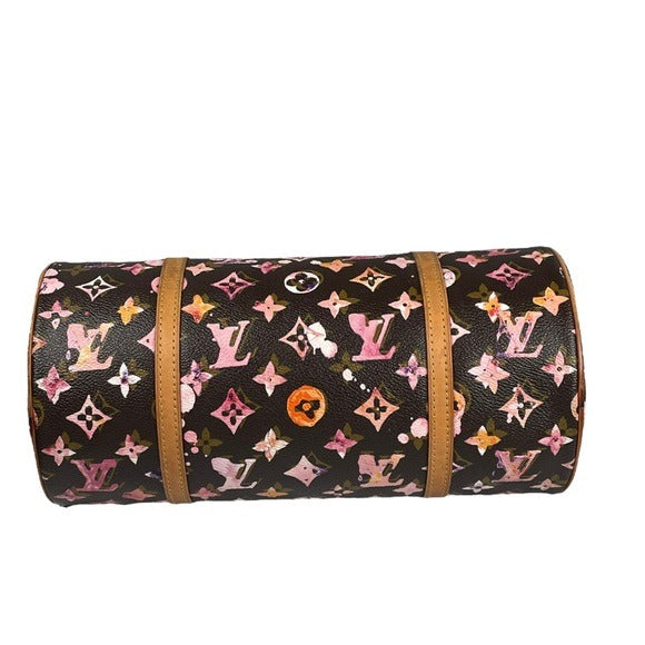 Louis Vuitton Monogram Watercolor Papillon Canvas Leather Cylinder Shoulder Bag