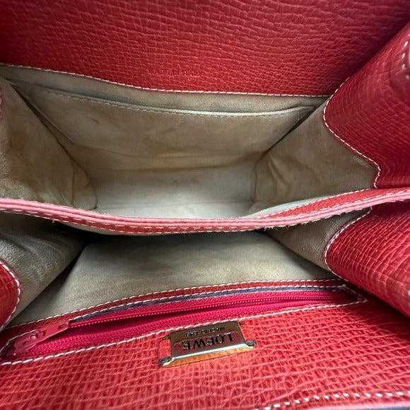Loewe Pastel Red Pebbled Kelly Sport Style Turn Lock Closure Crossbody Purse