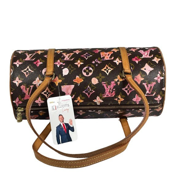 Louis Vuitton Monogram Watercolor Papillon Canvas Leather Cylinder Shoulder Bag