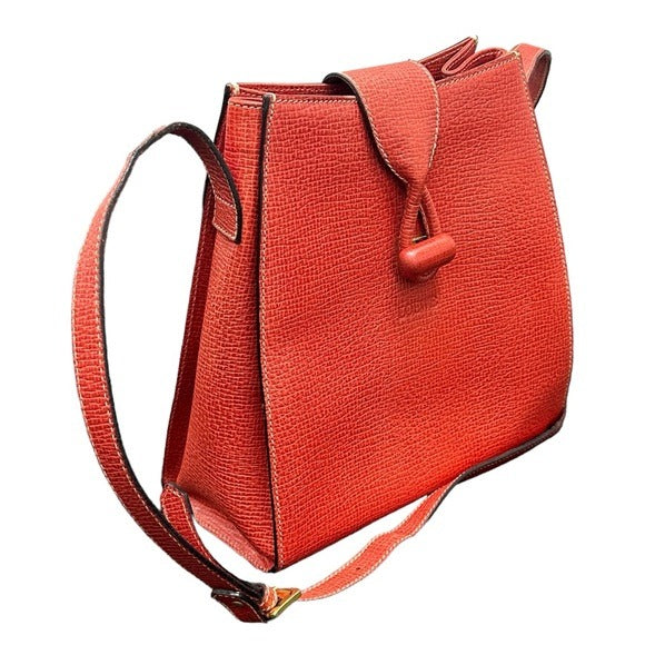 Loewe Pastel Red Pebbled Kelly Sport Style Turn Lock Closure Crossbody Purse