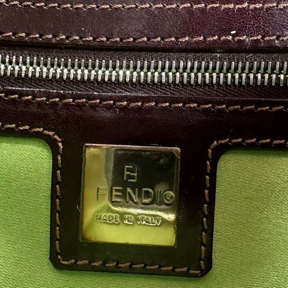 Fendi Pink Coral Iridescent Sequin Baguette Flap Brown Leather Shoulder Bag