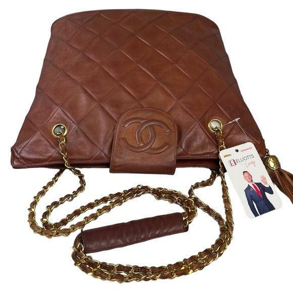 Chanel CC Quilted Timeless Mahogany Lambskin Matelasse Snap Zip Shoulder Purse