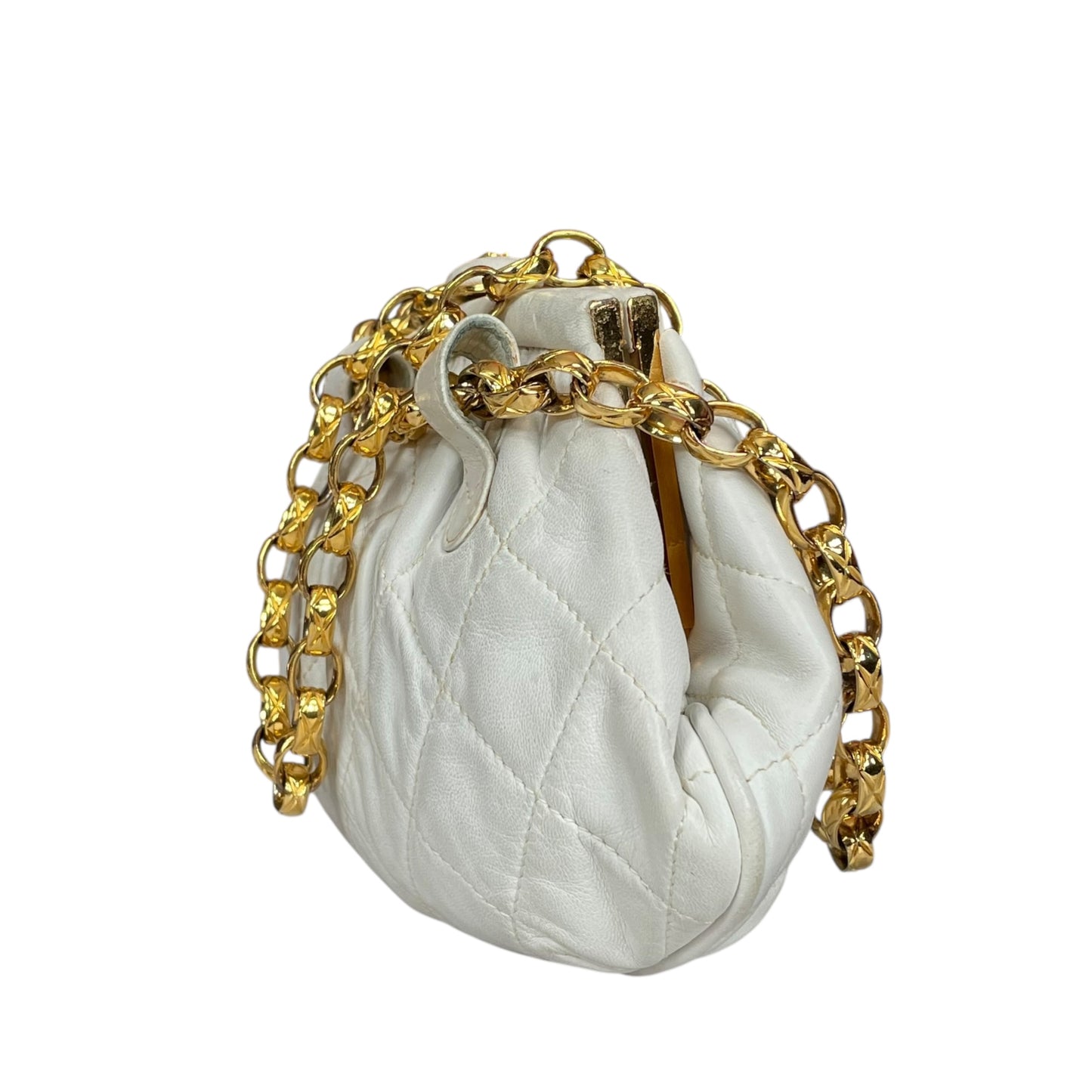 Chanel CC Mini Kiss-Lock Shoulder Bum GHW Removable Chain Strap Make-up Purse 7"