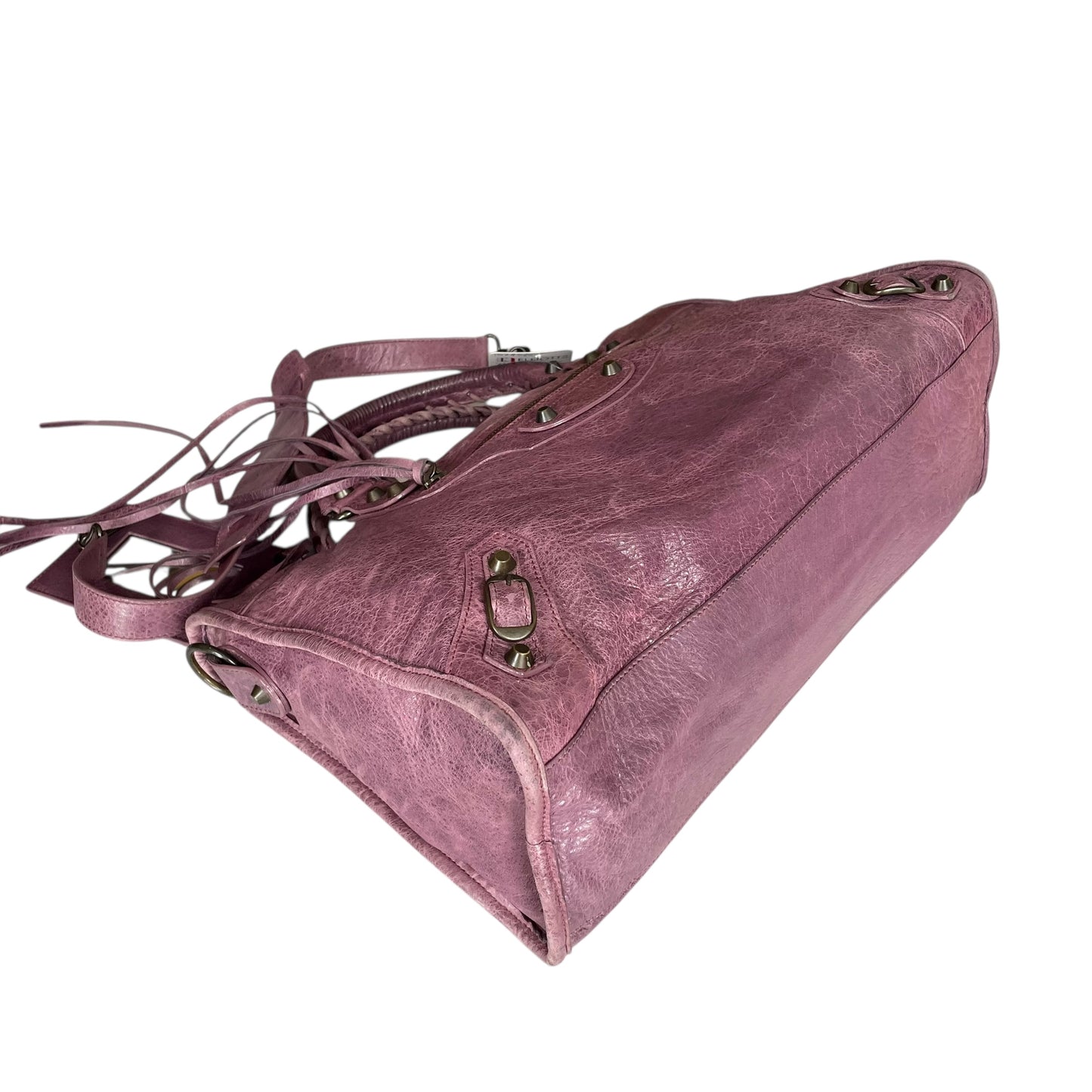 Balenciaga Motorcycle City Bag Glycine Purple Studded Brushed Bronze 2 Way Tote