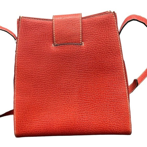 Loewe Pastel Red Pebbled Kelly Sport Style Turn Lock Closure Crossbody Purse