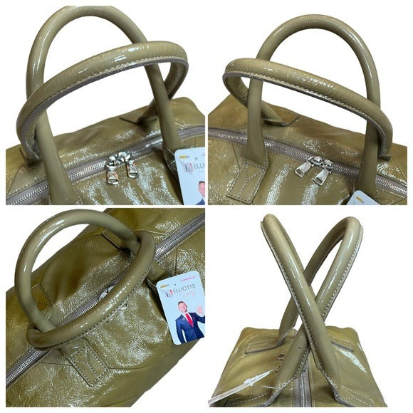 Yves Saint Laurent YSL Muse Patent Leather Avocado Hombre Boston Travel Tote