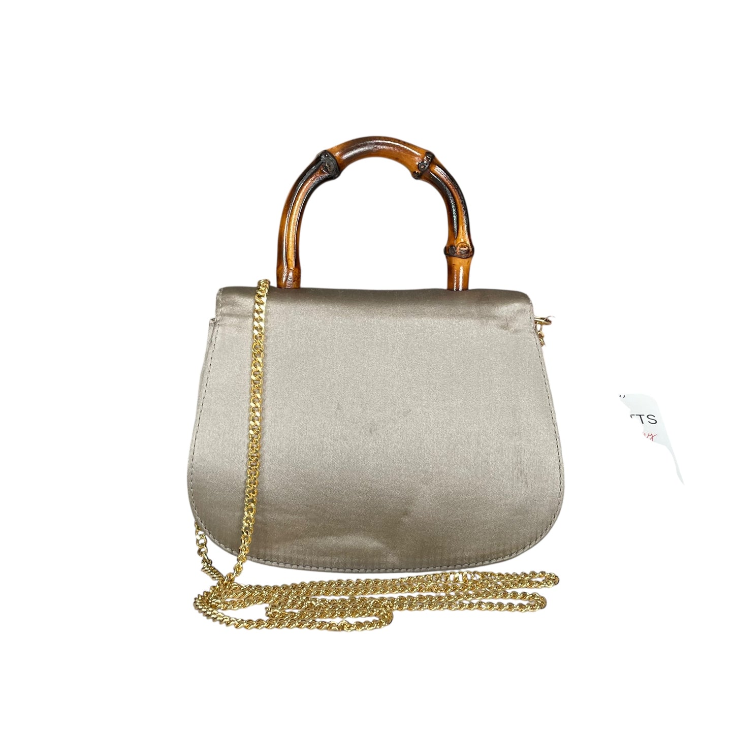 Gucci GG Mini 1947 StyleChampagne Satin GHW Bamboo 1990s Top Handle Crossbody