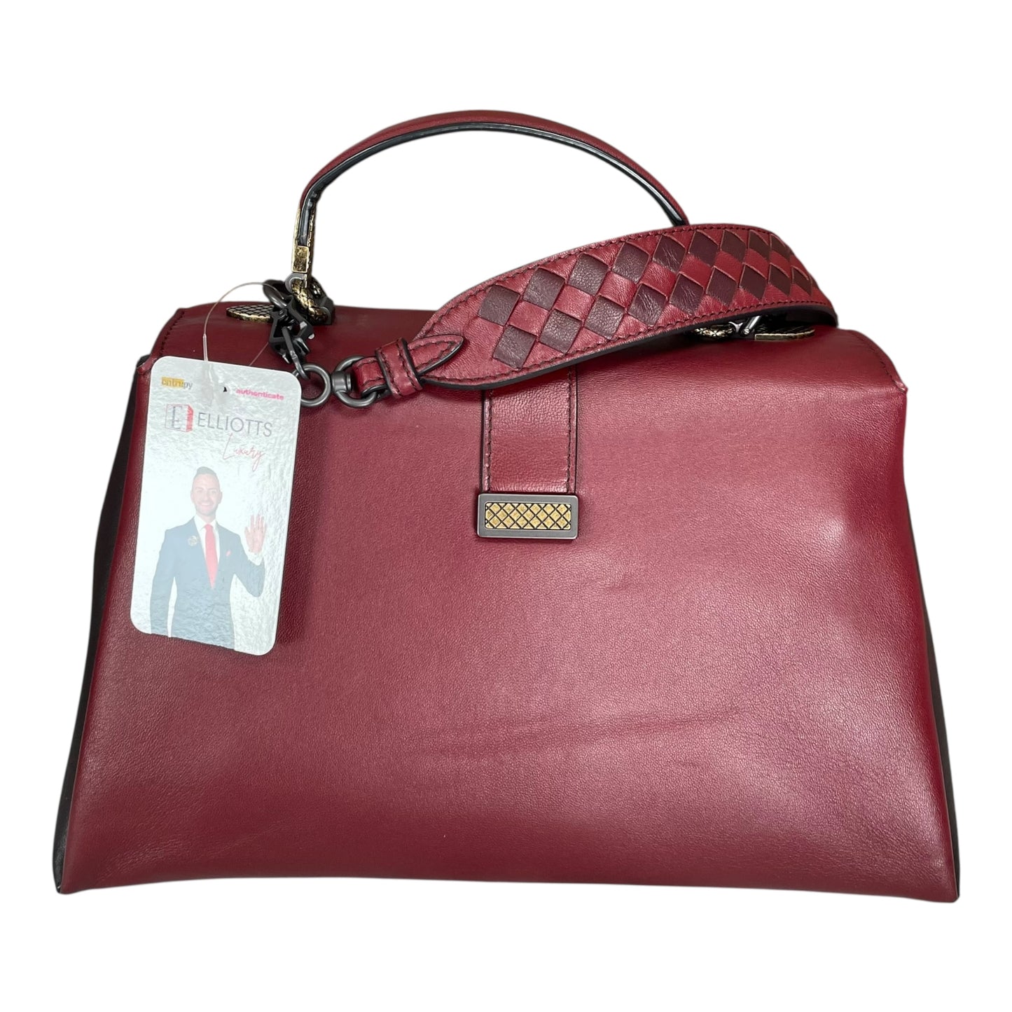 Bottega Veneta Piazza Tri-Color Leather Medium Top Handle Woven Strap Crossbody Purse