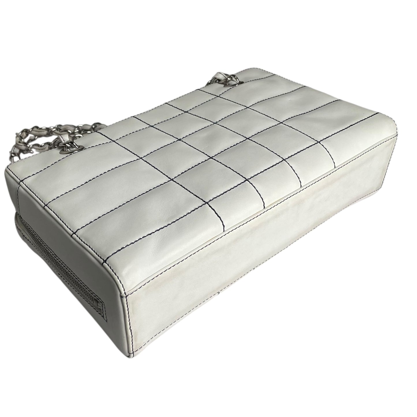 Chanel CC Timeless White Chocolate Bar Wildstitch Navy Blue SHW Shoulder Purse