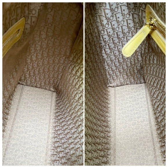 Christian Dior Lady Medium Patent Mustard Cannage Two-Way Top Handle Tote Purse