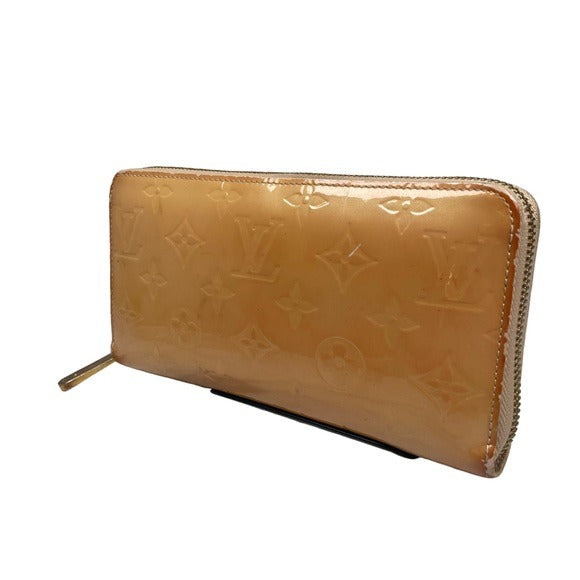 Louis Vuitton Monogram Vernis Harvest Wheat Gold Zip Around Long Wallet