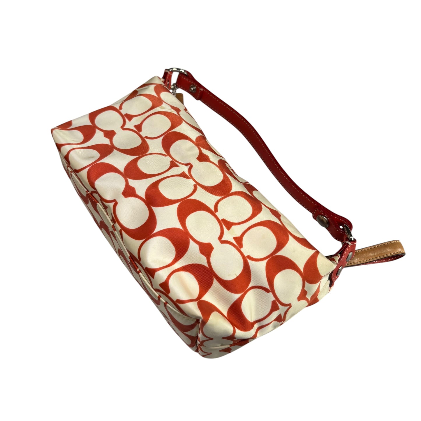 Coach Mini Hampton Red Nylon Cosmetic Make-Up Shoulder Purse