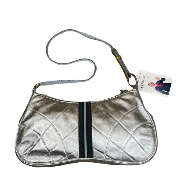 Prada Tri Color Way Silver Blue Green BowTie Quilted Shoulder Metallic Z…