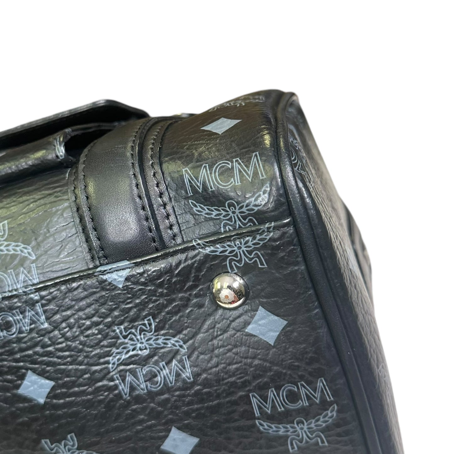 MCM Coated Canvas Tote Bags Black Viestos Small Silver Grey Satchel Boston Speedy