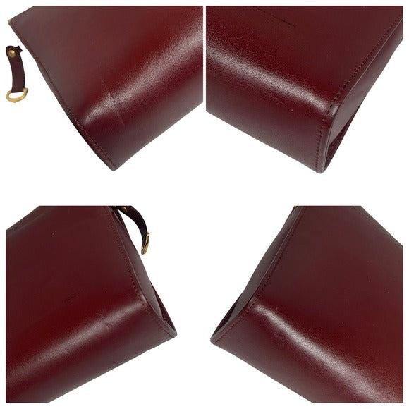 Cartier Burgundy Gold Corners Leather Zippy Evening Clutch