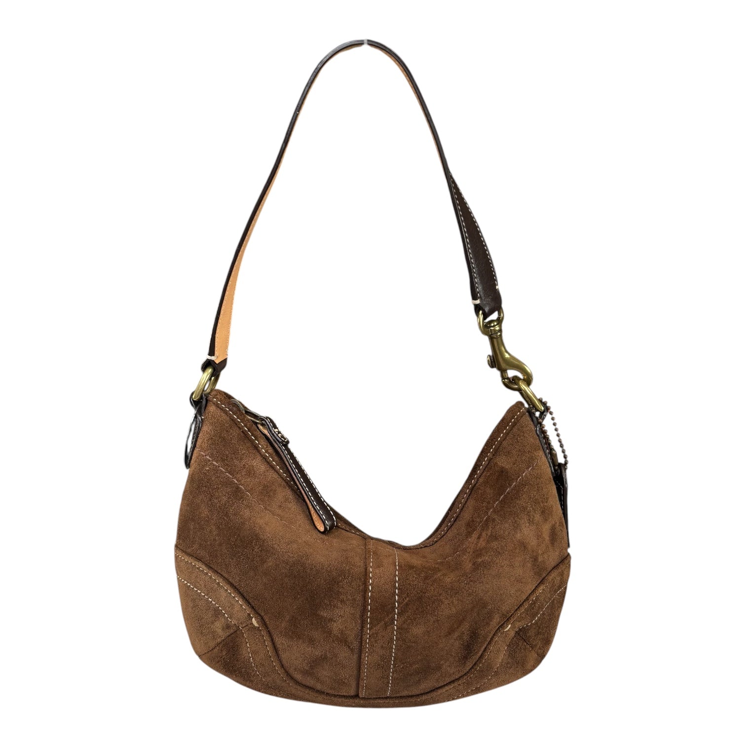 バッグ COACH Suede Studded Y2K Shoulder Bag Coach Y2K Small Croissant Brown Suede Shoulder Purse – Elliott's