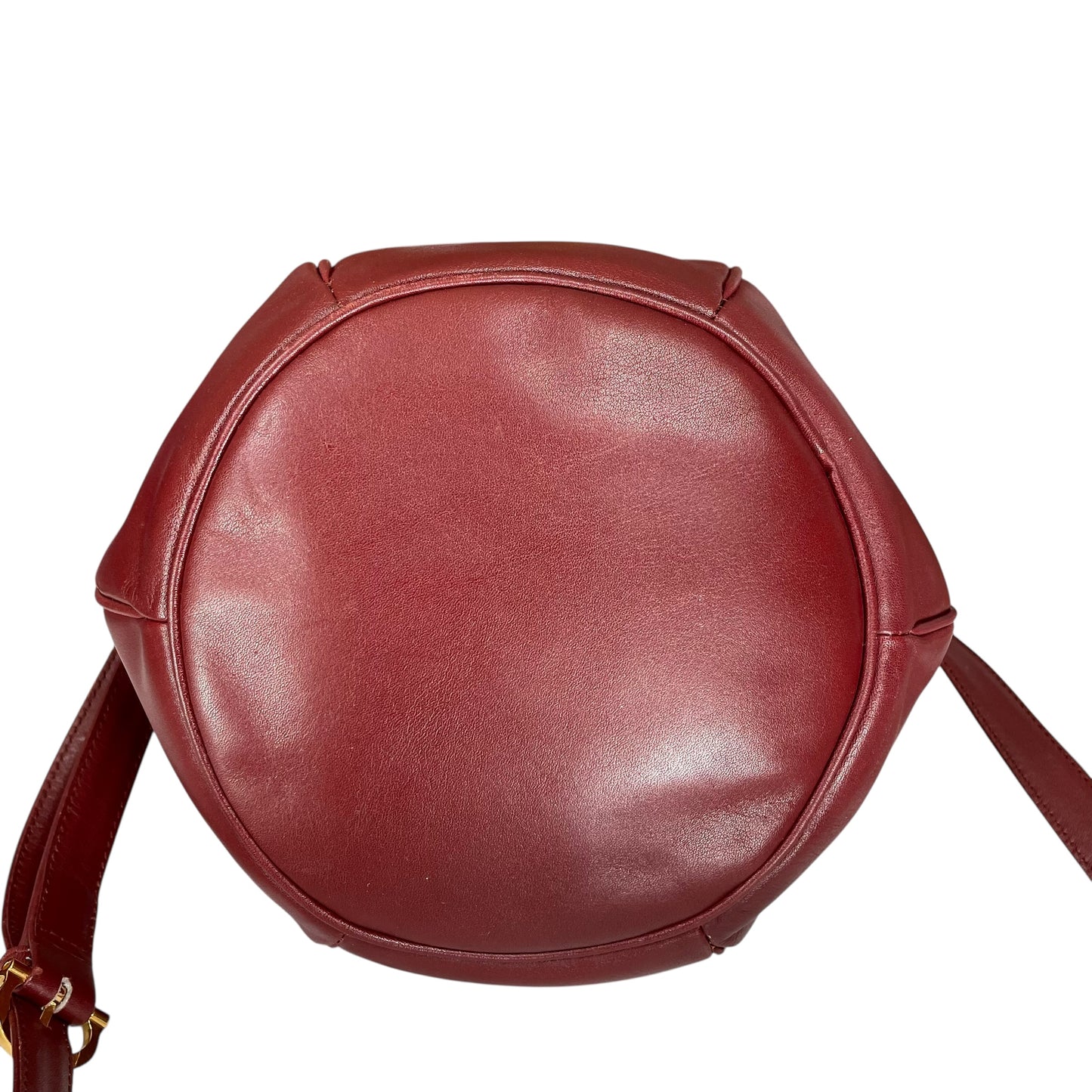Cartier Burgundy Leather Medium Bucket Drawstring Crossbody Adjustable Purse