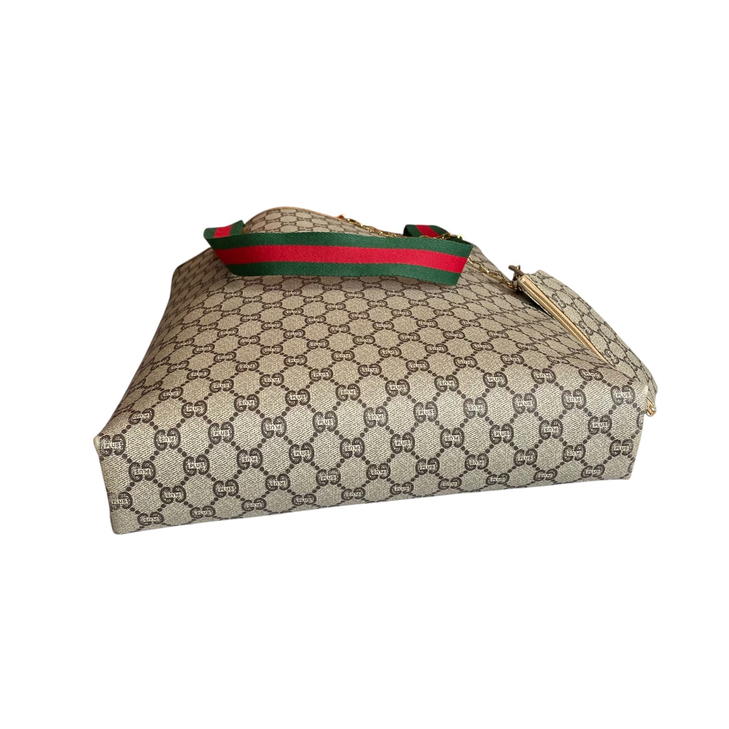 Gucci Plus GG Leather & Canvas Sherry Line Tote w/Mini Gucci Plus Zip. Pouch