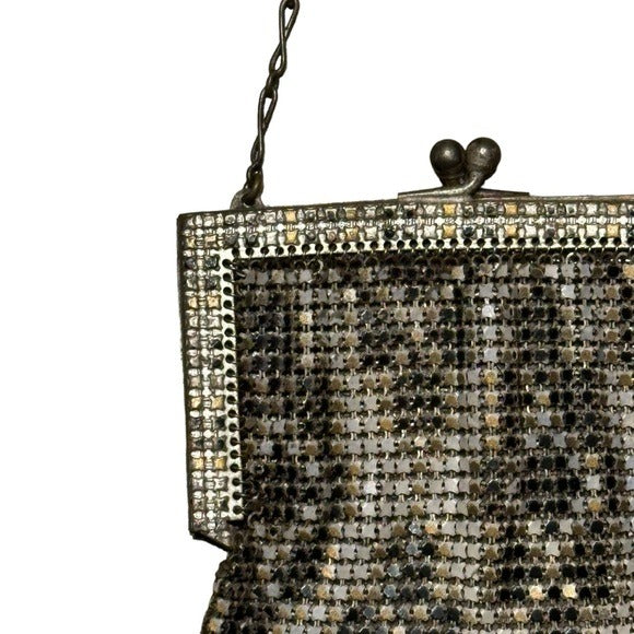 Whiting & Davis Mini Metal Mesh Silver Plated Kiss-Lock