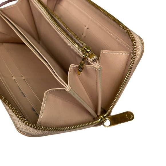 Louis Vuitton Monogram Vernis Harvest Wheat Gold Zip Around Long Wallet