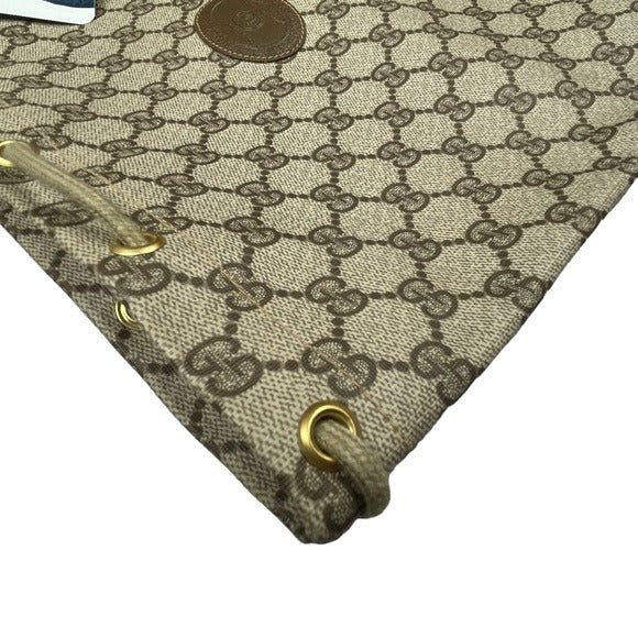 Gucci GG Monogram PVC Drawstring Sneaker Shoes Carry Side Bag Slim Backpack 15”