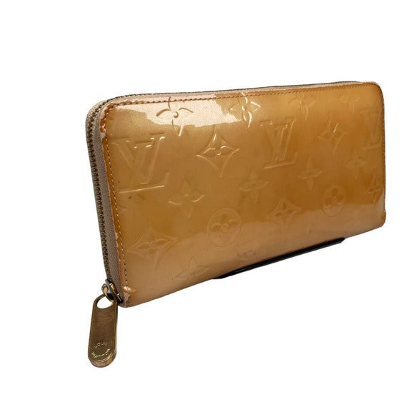 Louis Vuitton Monogram Vernis Harvest Wheat Gold Zip Around Long Wallet