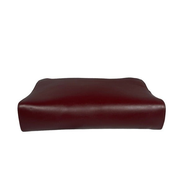 Cartier Burgundy Gold Corners Leather Zippy Evening Clutch