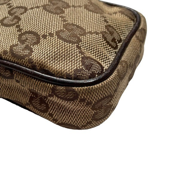 Gucci GG Canvas Leather Brown Zippy Mini Pouch Case Card Coin Travel