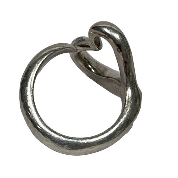 Tiffany & Co. Sterling Silver 925 Elsa Classic Peretti Open Heart Pinky Ring 4
