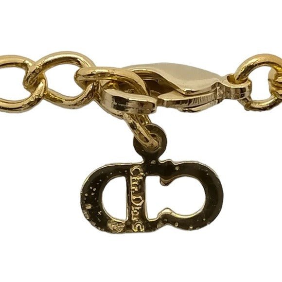 Christian Dior 18K Gold Plated Multi Stone Monogram Necklace Chain 16”