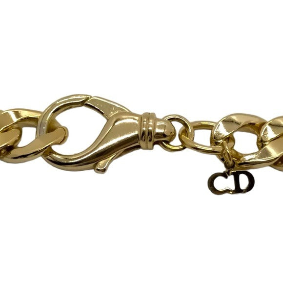 Christian Dior Estate Cuban Large 18K Plated Statement Neck Chain Necklace 18”