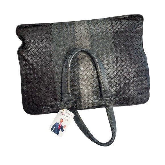 Bottega Veneta Tri-Color Racing Strip Briefcase Tote Business Travel Bag Purse
