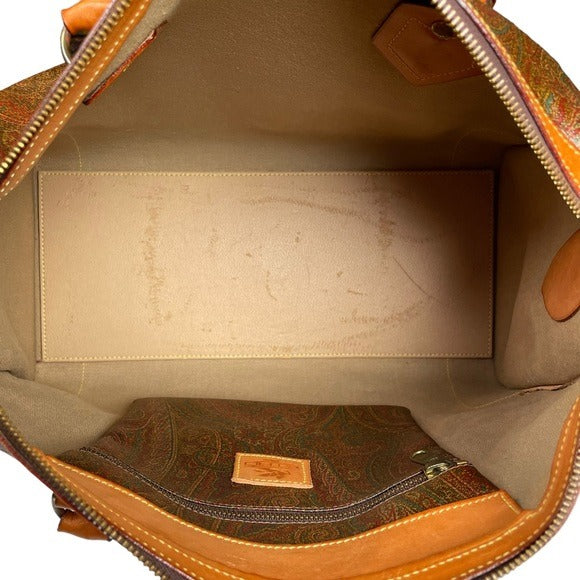 Etro Milano Paisley Canvas Natural Leather Locking Travel Weekender