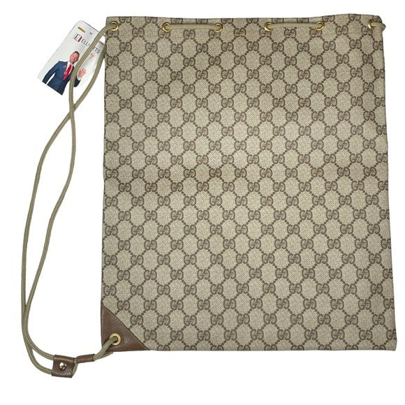 Gucci GG Monogram PVC Drawstring Sneaker Shoes Carry Side Bag Slim Backpack 15”