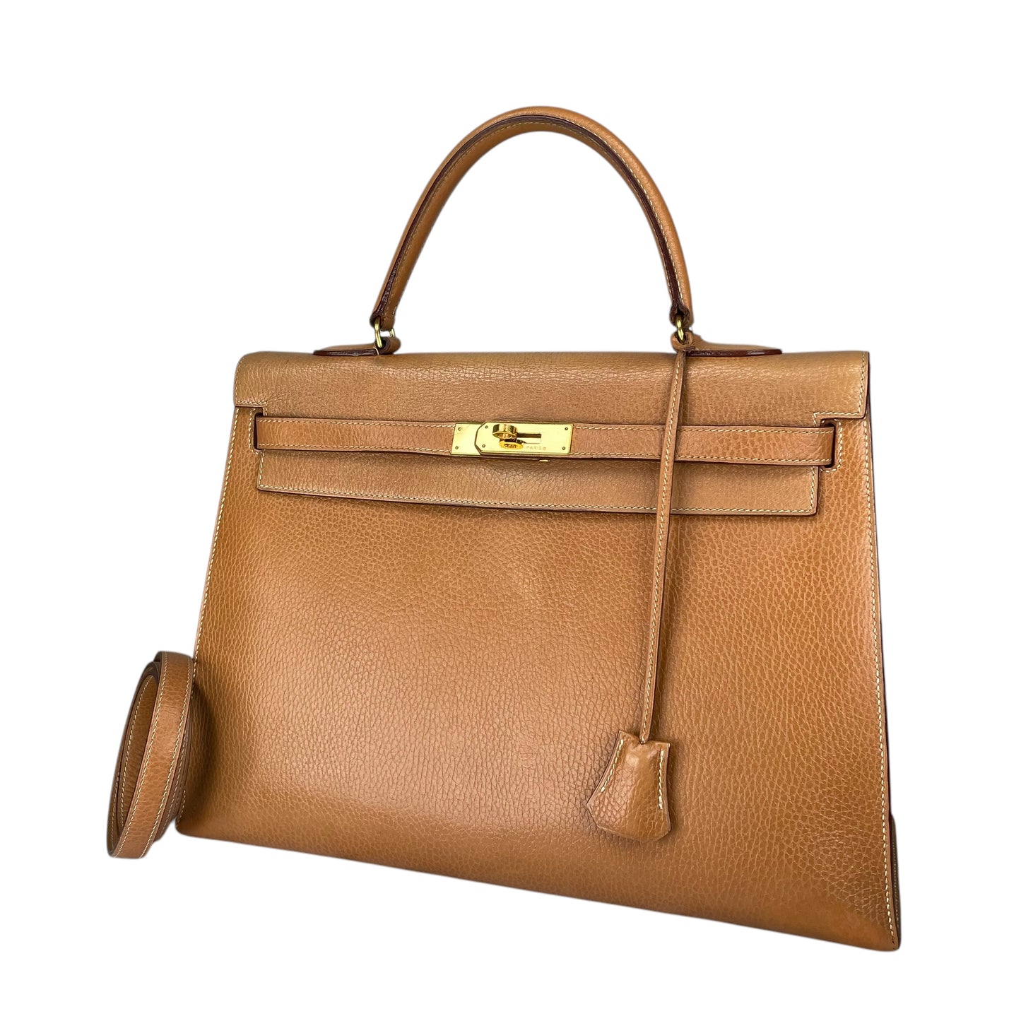Hermes Kelly Sellier 35 GHW Noir Ardennes Gold Wheat Top Handle