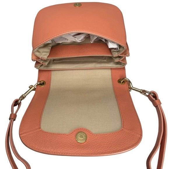 See By Chloe Peachy Pink Gold Satchel Flap Crossbody Convertible Strap Clutch