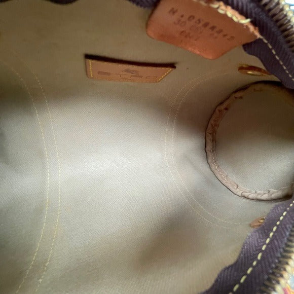 Etro Paisley Canvas Natural Leather Barrel Round Shoulder Bag Purse 10” x 4.5”