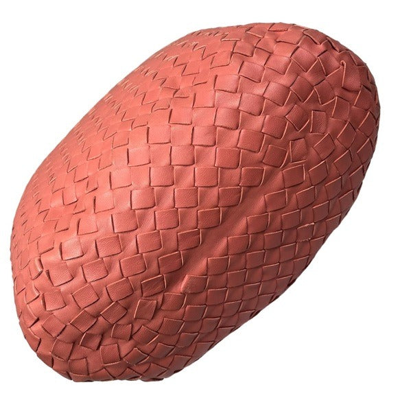 Bottega Veneta Pink π Woven Leather Bucket Hobo Style Oval Base Shoulder Purse